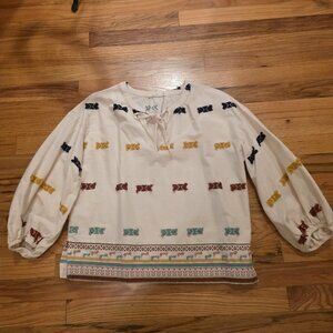 Lou & Grey for Loft Ivory Embroidered Tunic Top XS